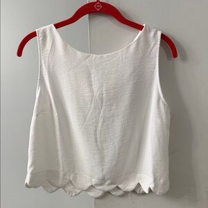 Monteau White Scalloped Crop Top
